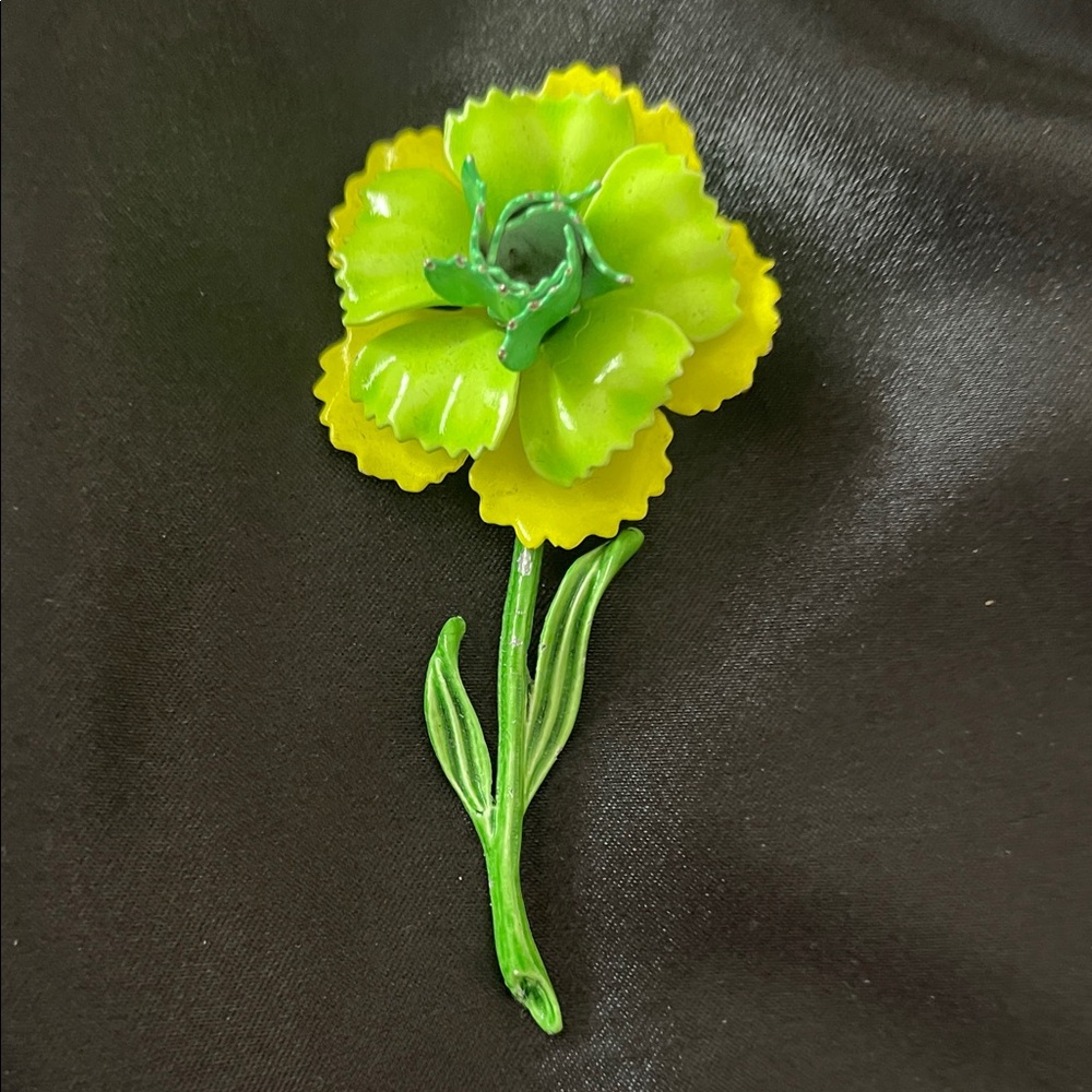 Vibrant Yellow and Green Floral Pin